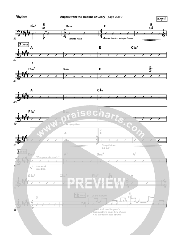 Angels From The Realms Of Glory Rhythm Chart (Steven Curtis Chapman)