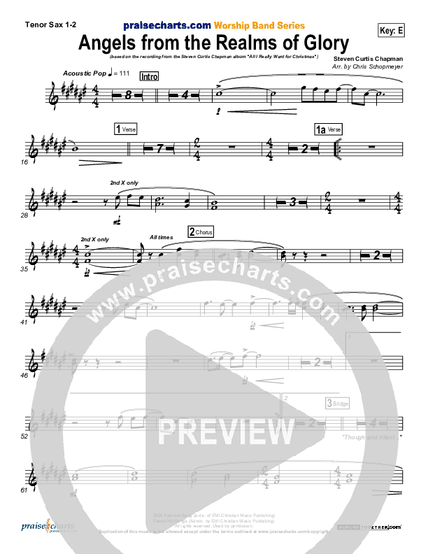 Angels From The Realms Of Glory Tenor Sax 1/2 (Steven Curtis Chapman)