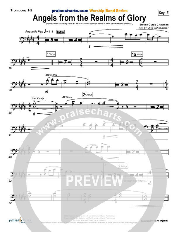 Angels From The Realms Of Glory Trombone 1/2 (Steven Curtis Chapman)