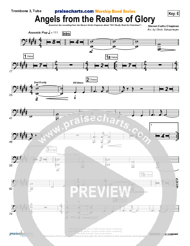 Angels From The Realms Of Glory Trombone 3/Tuba (Steven Curtis Chapman)