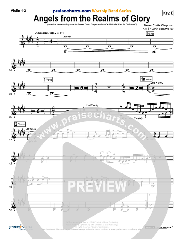 Angels From The Realms Of Glory Violin 1/2 (Steven Curtis Chapman)