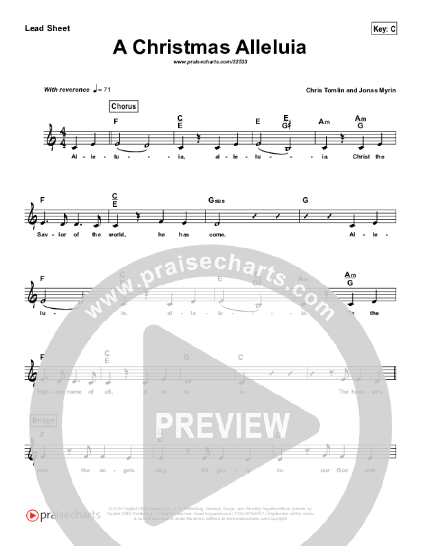 A Christmas Alleluia (Simplified) Lead Sheet (Melody) ()
