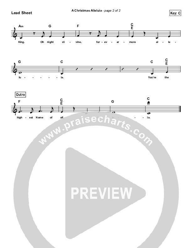 A Christmas Alleluia (Simplified) Lead Sheet (Melody) ()