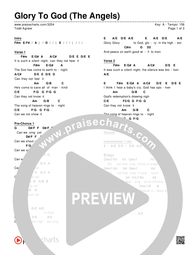 Glory To God (The Angels) Chords & Lyrics (Todd Agnew)