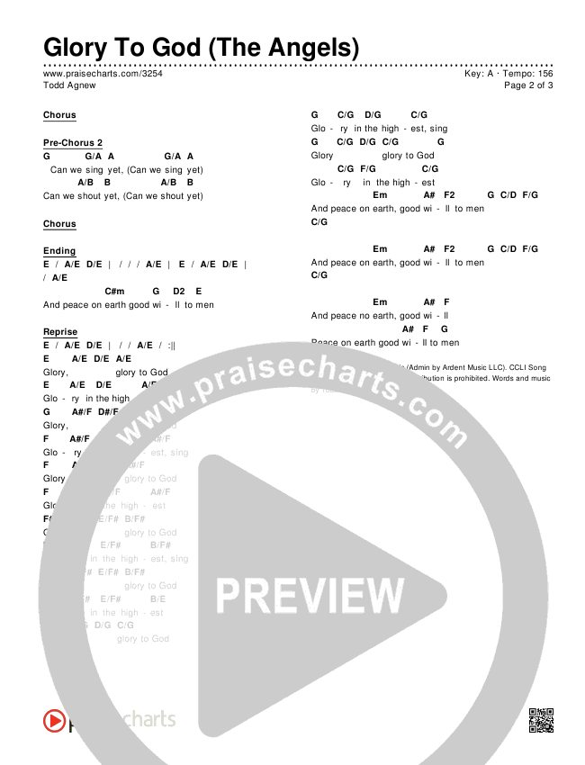 Glory To God (The Angels) Chords & Lyrics (Todd Agnew)
