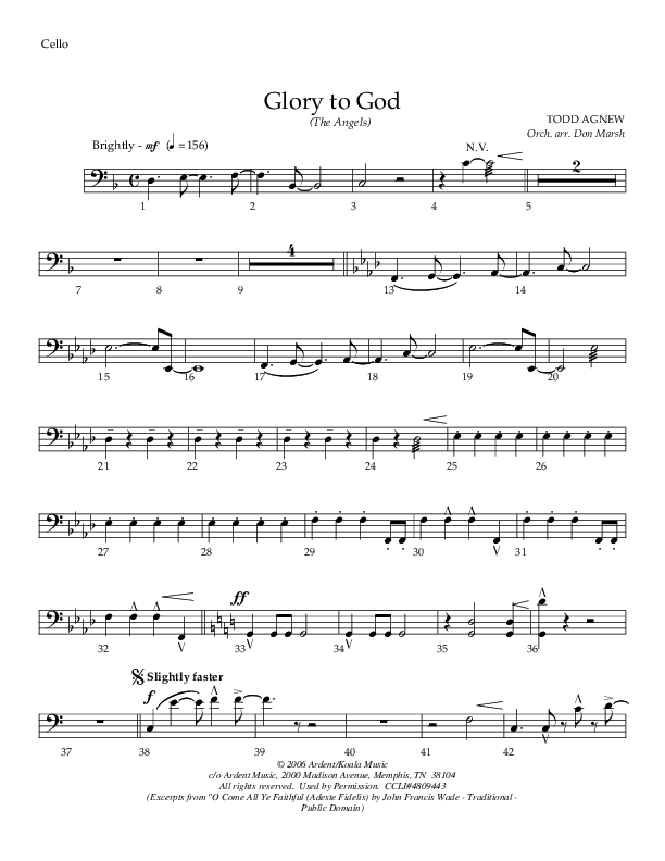 Glory To God (The Angels) Cello (Todd Agnew)