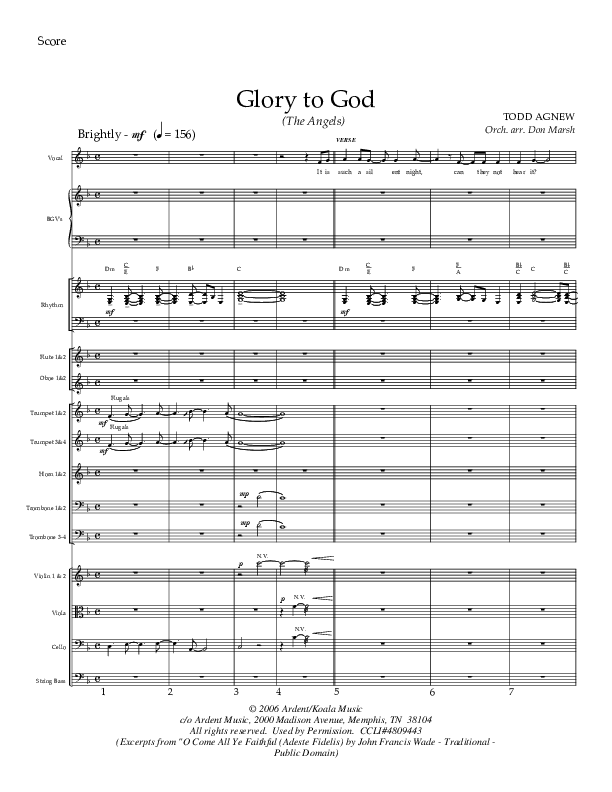 Glory To God (The Angels) Conductor's Score (Todd Agnew)