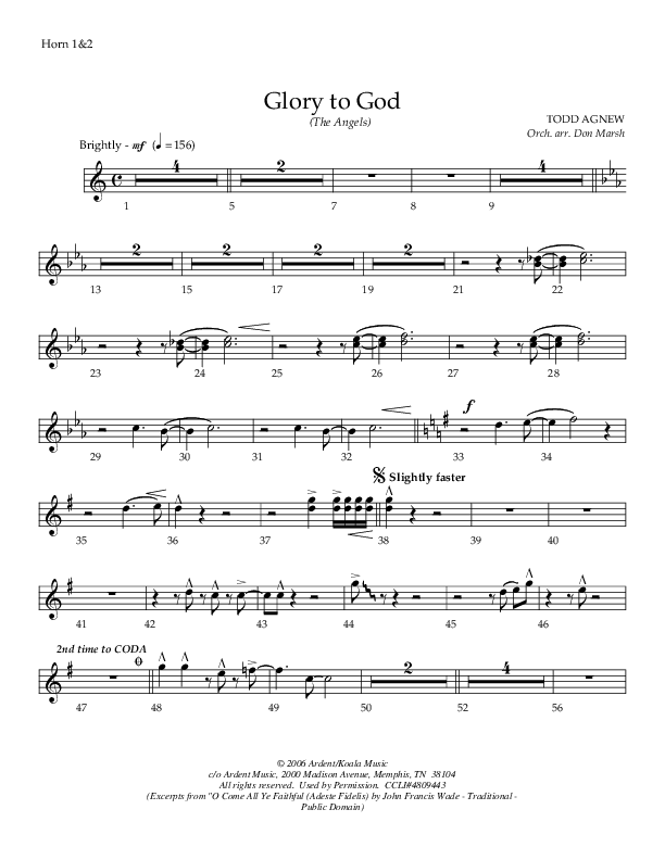 Glory To God (The Angels) French Horn 1/2 (Todd Agnew)