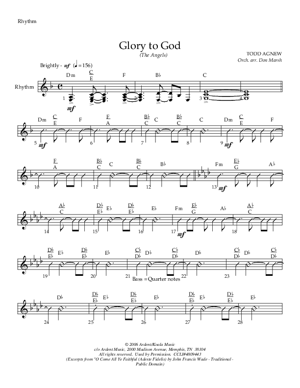 Glory To God (The Angels) Rhythm Chart (Todd Agnew)