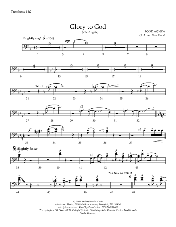 Glory To God (The Angels) Trombone 1/2 (Todd Agnew)
