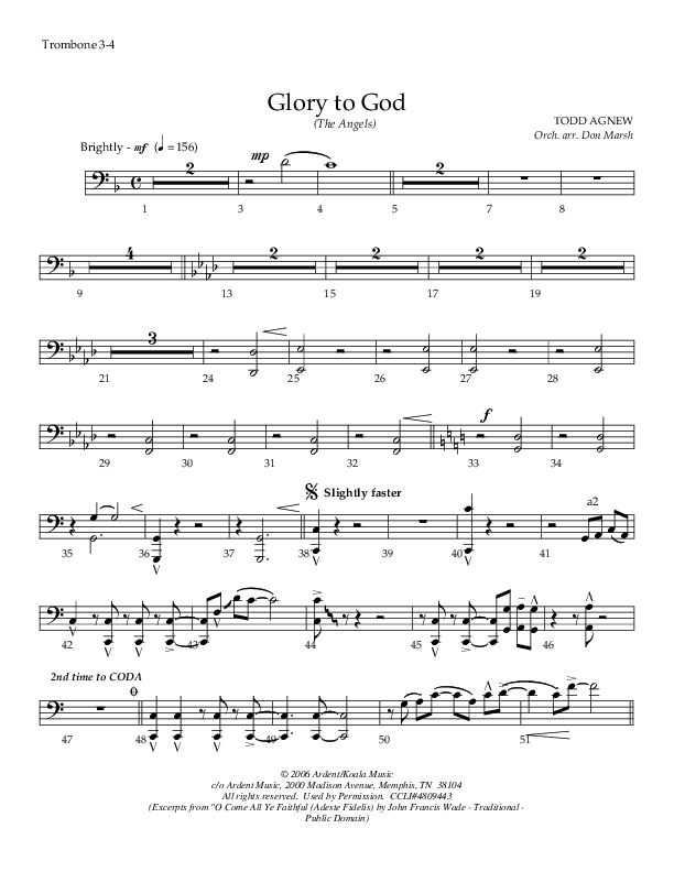 Glory To God (The Angels) Trombone 3 (Todd Agnew)