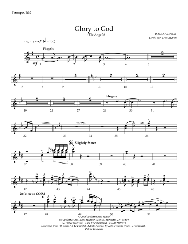 Glory To God (The Angels) Trumpet 1,2 (Todd Agnew)