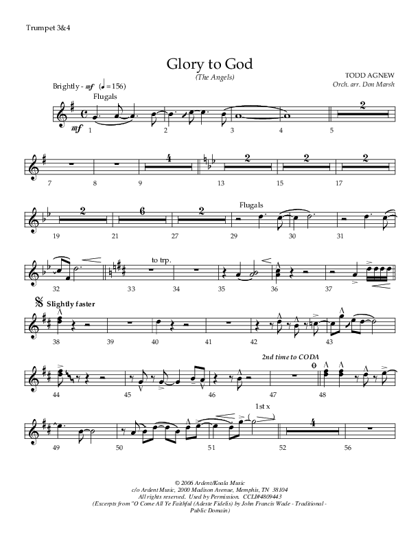 Glory To God (The Angels) Trumpet 3/4 (Todd Agnew)