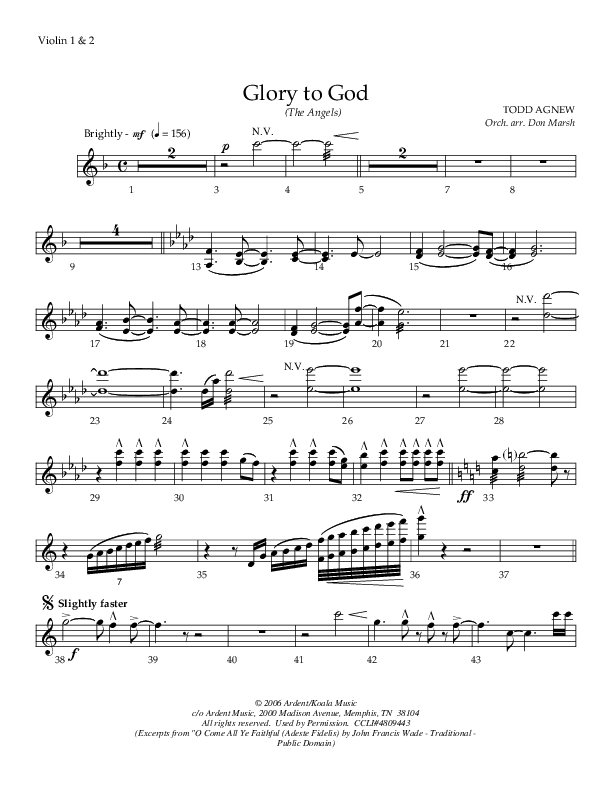 Glory To God (The Angels) Violin 1/2 (Todd Agnew)