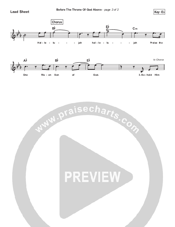 Before The Throne Of God Above (Simplified) Lead Sheet (Shane & Shane / The Worship Initiative)