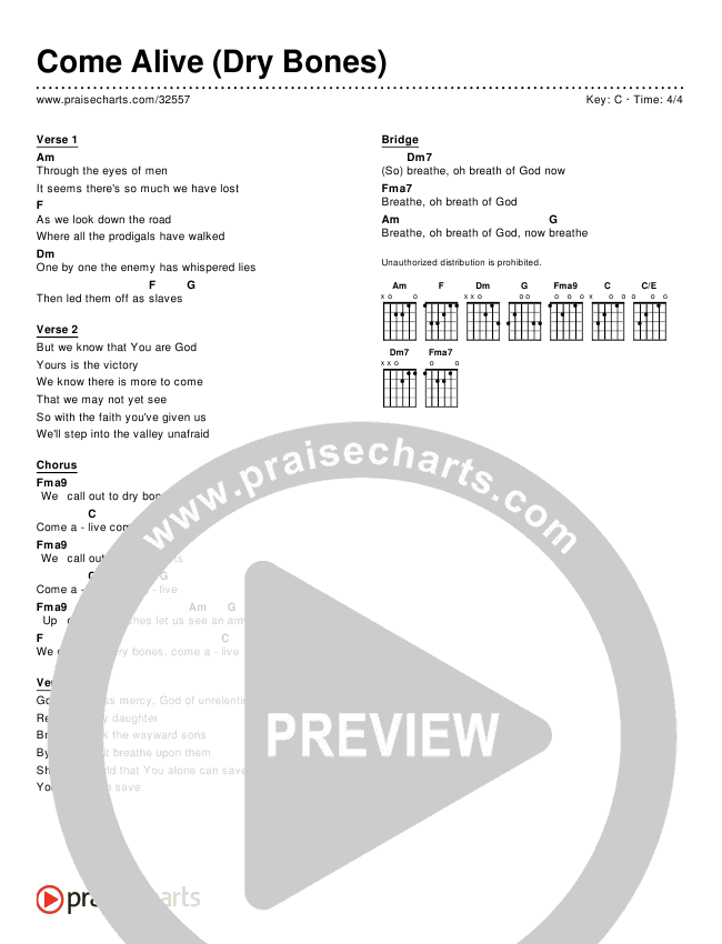 Come Alive (Dry Bones) (Simplified) Chord Chart (Lauren Daigle)