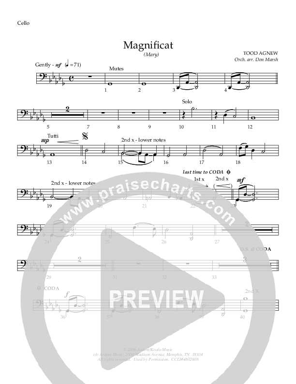 Magnificat (Mary) Cello (Todd Agnew)