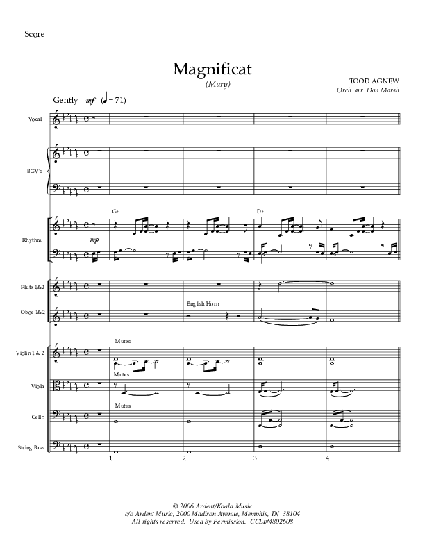 Magnificat (Mary) Conductor's Score (Todd Agnew)