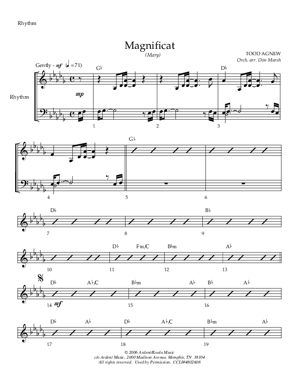 Magnificat (Mary) Rhythm Chart (Todd Agnew)