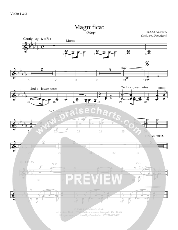Magnificat (Mary) Violin 1/2 (Todd Agnew)