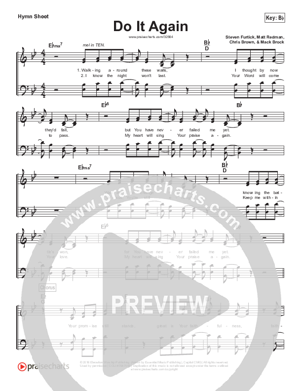 Do It Again (Simplified) Hymn Sheet ()