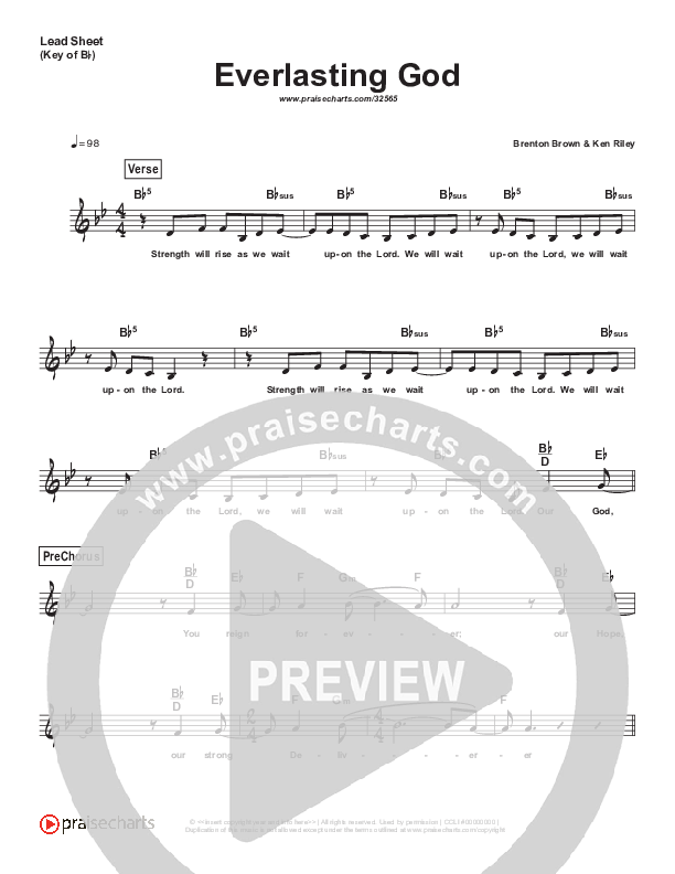 Everlasting God (Simplified) Lead Sheet (Chris Tomlin)