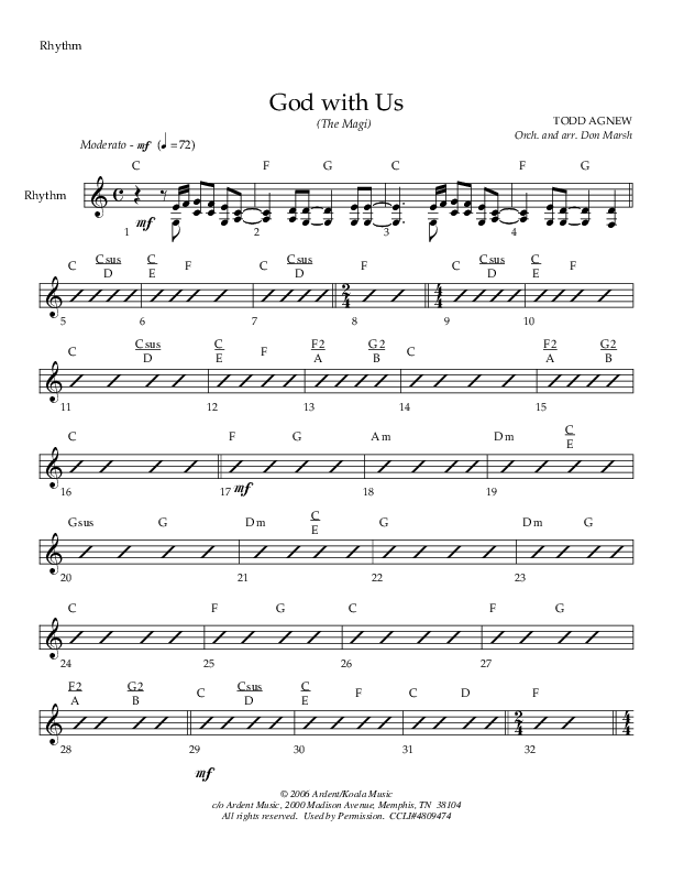 God With Us (The Magi) Rhythm Chart (Todd Agnew)