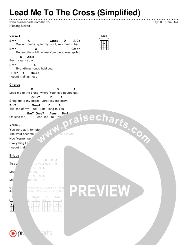 Lead Me To The Cross (Simplified) Chord Chart (Hillsong UNITED)