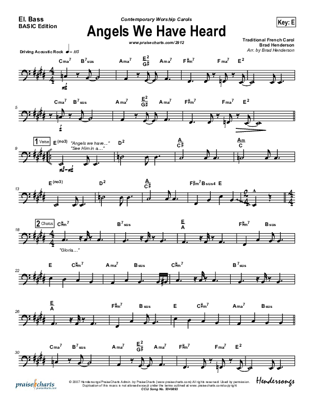 Angels We Have Heard On High Bass Guitar (Dennis Jernigan)