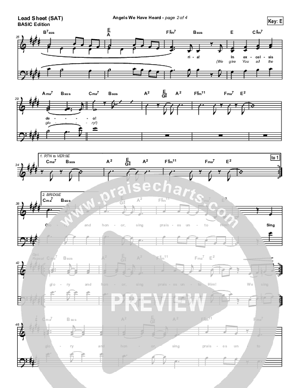 Angels We Have Heard On High Lead Sheet (SAT) (Dennis Jernigan)