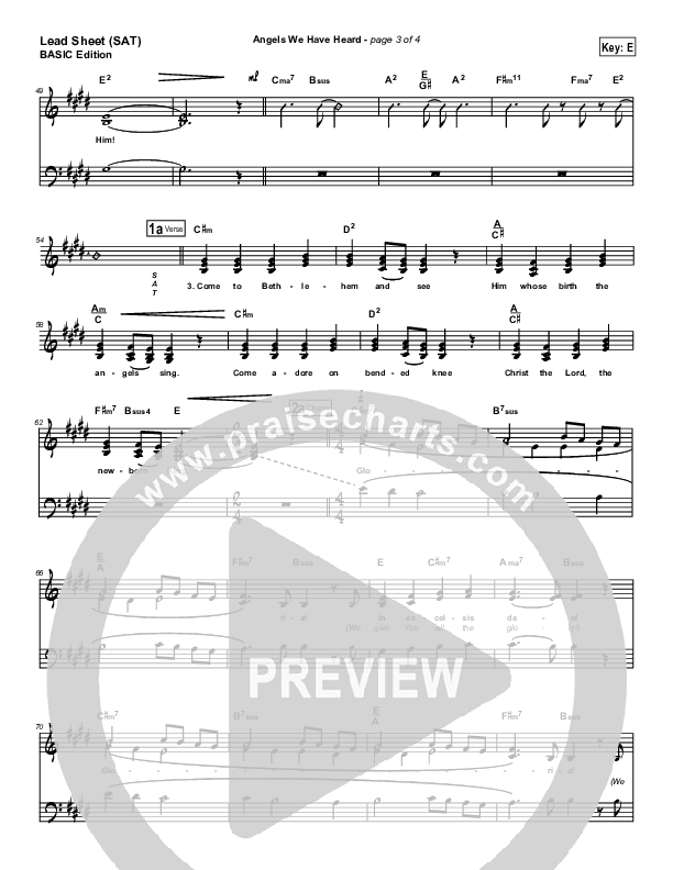 Angels We Have Heard On High Lead Sheet (SAT) (Dennis Jernigan)