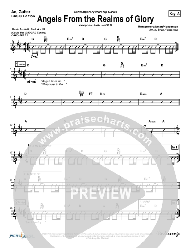 Angels From The Realms Of Glory Acoustic Guitar (Dennis Jernigan)