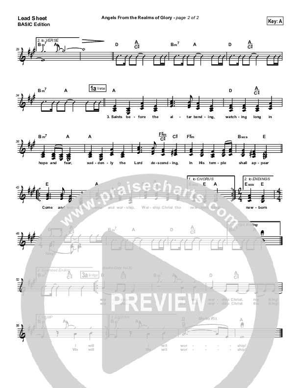 Angels From The Realms Of Glory Lead Sheet (Dennis Jernigan)