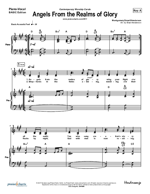 Angels From The Realms Of Glory Lead & Piano (Dennis Jernigan)