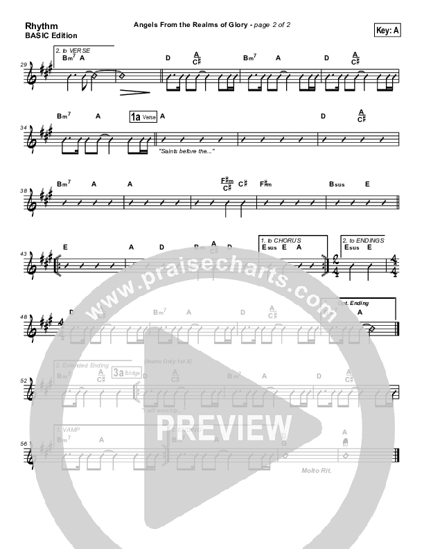 Angels From The Realms Of Glory Rhythm Chart (Dennis Jernigan)