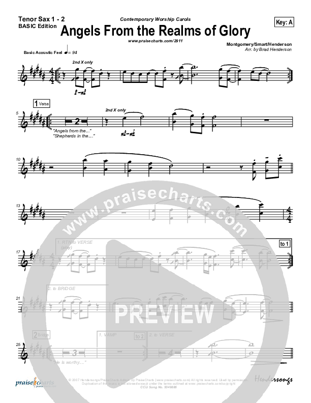 Angels From The Realms Of Glory Tenor Sax 1/2 (Dennis Jernigan)