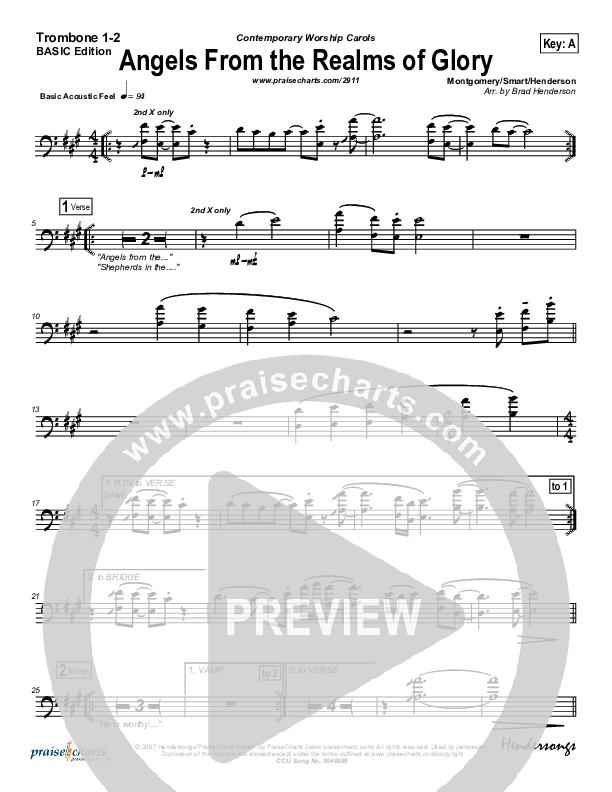 Angels From The Realms Of Glory Trombone 1/2 (Dennis Jernigan)