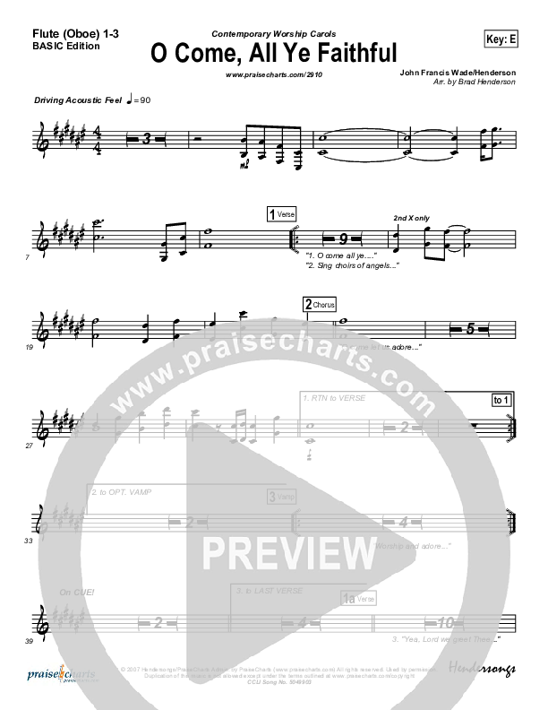 O Come All Ye Faithful Flute/Oboe 1/2/3 (Dennis Jernigan)