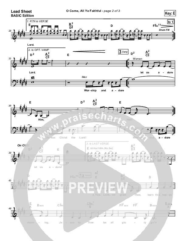 O Come All Ye Faithful Lead Sheet (Dennis Jernigan)