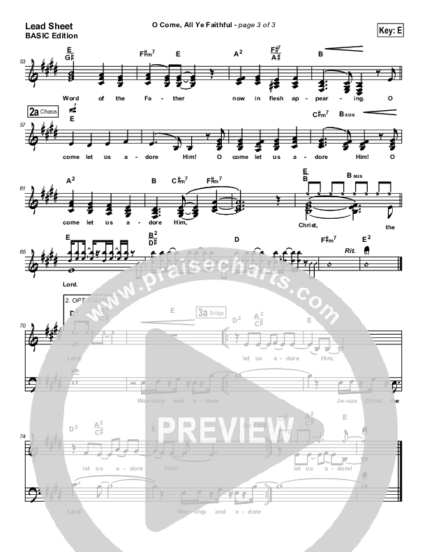 O Come All Ye Faithful Lead Sheet (Dennis Jernigan)