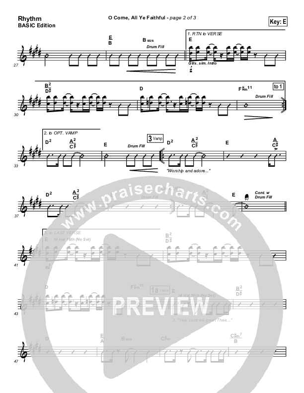 O Come All Ye Faithful Rhythm Chart (Dennis Jernigan)