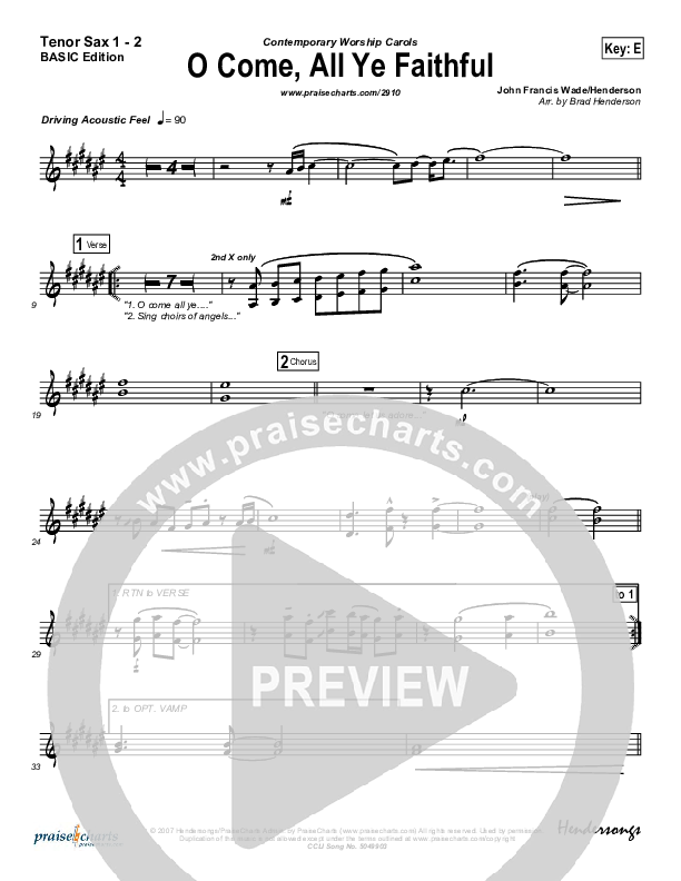 O Come All Ye Faithful Tenor Sax 1/2 (Dennis Jernigan)