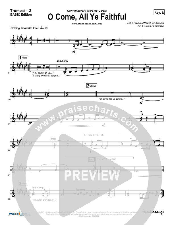 O Come All Ye Faithful Trumpet 1,2 (Dennis Jernigan)