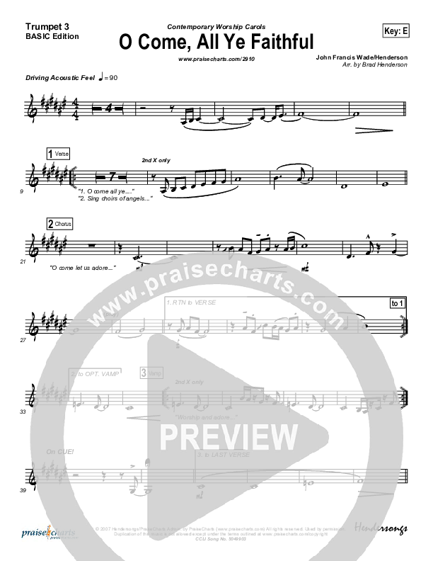 O Come All Ye Faithful Trumpet 3 (Dennis Jernigan)