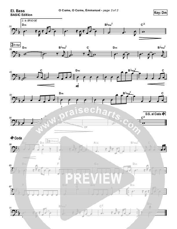 O Come O Come Emmanuel Bass Guitar (Dennis Jernigan)