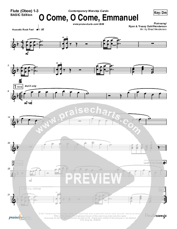 O Come O Come Emmanuel Flute/Oboe 1/2/3 (Dennis Jernigan)