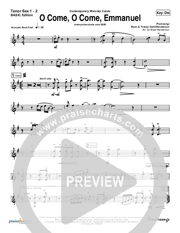 O Come O Come Emmanuel Tenor Sax 1/2 (Dennis Jernigan)