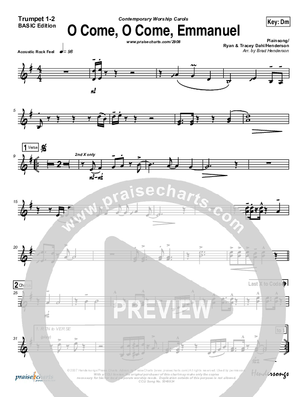 O Come O Come Emmanuel Trumpet 1,2 (Dennis Jernigan)