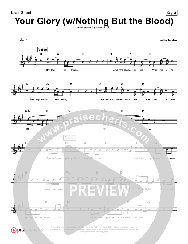 Your Glory (with Nothing But The Blood) (Simplified) Lead Sheet (All Sons & Daughters)