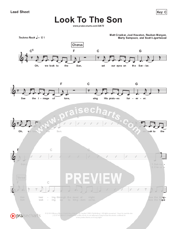 Look To The Son (Simplified) Lead Sheet (Hillsong Worship)